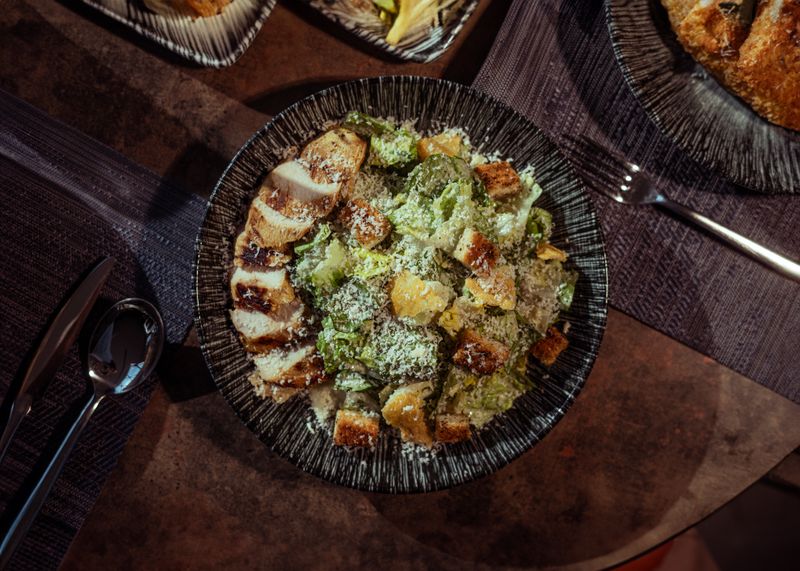 Caesar salad with romaine and parmesan croutons