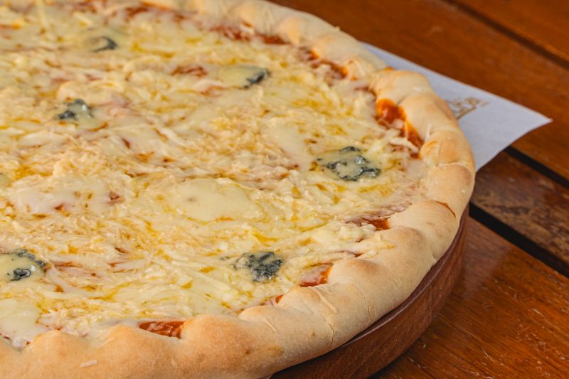 Four-cheese pizza with gorgonzola and parmesan